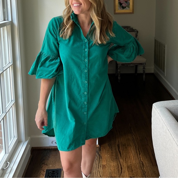 Holly Shae Emerald / Teal Corduroy Swing Dress - Picture 7 of 15